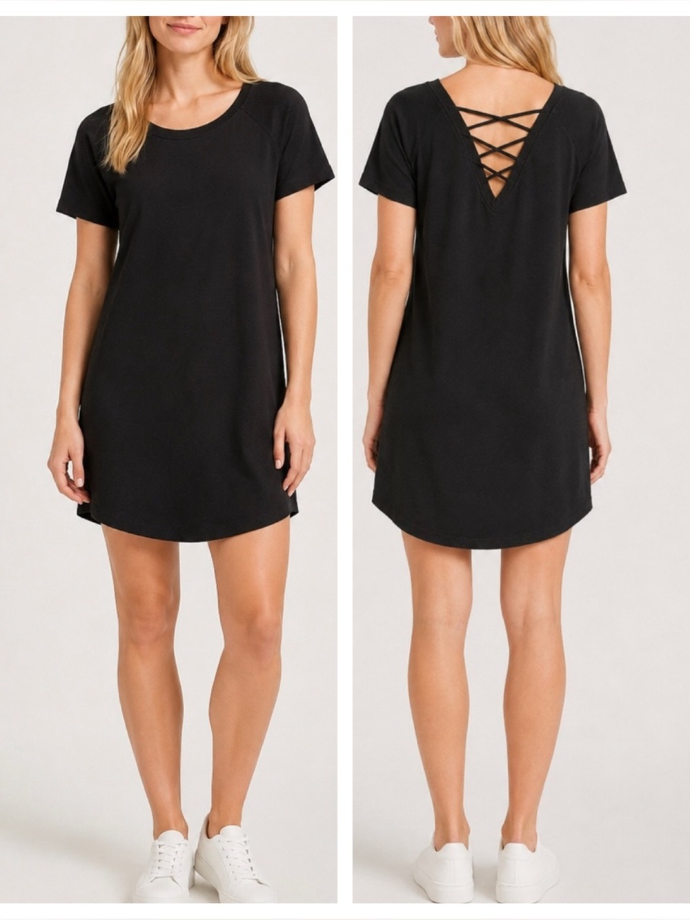 Sundays Black Crisscross Back T-Shirt Dress Size 2 25989
